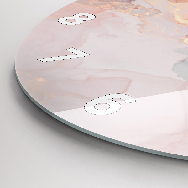 Round glass clock Marble texture