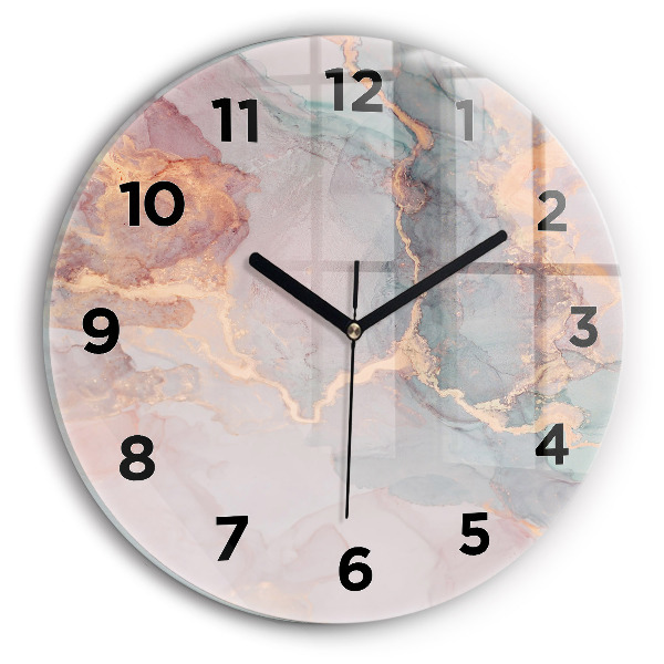 Round glass clock Marble texture