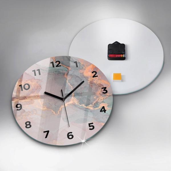 Round glass clock Marble texture