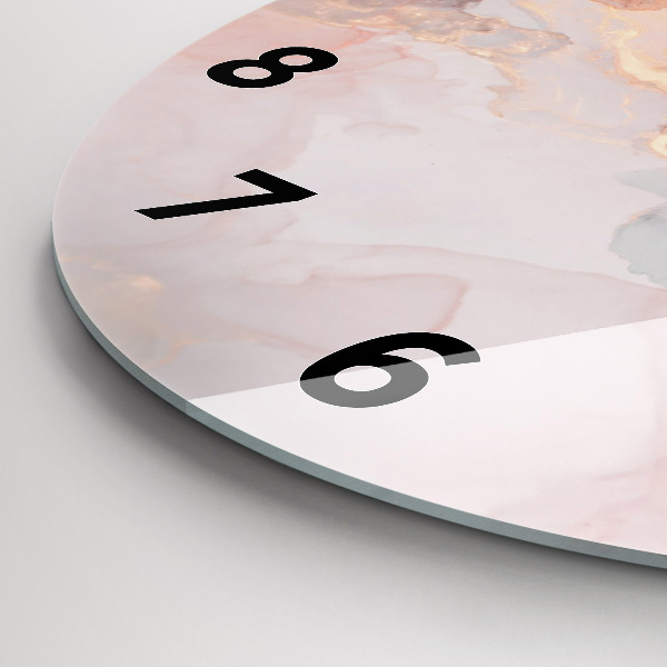 Round glass clock Marble texture