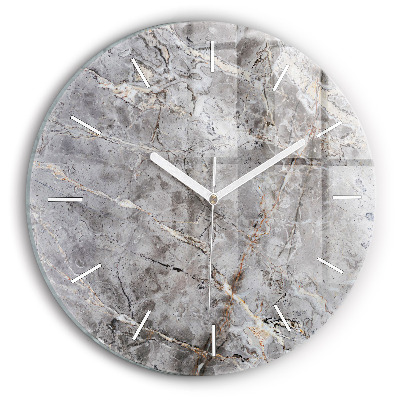 Round glass clock Gray granite marble
