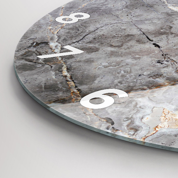 Round glass clock Gray granite marble