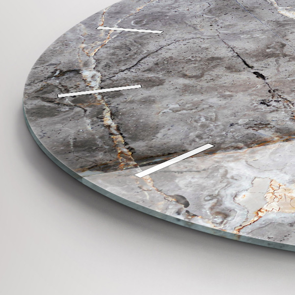 Round glass clock Gray granite marble