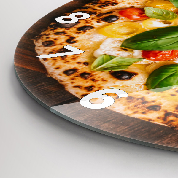 Round glass clock Italian pizza