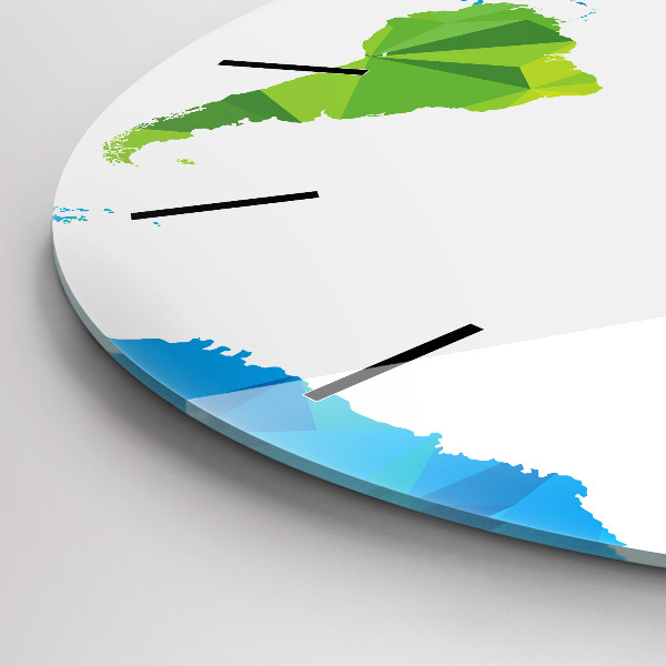 Round glass clock Abstract world map