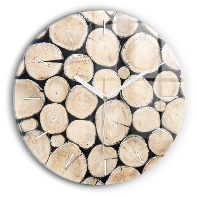 Round glass clock Cut tree stumps