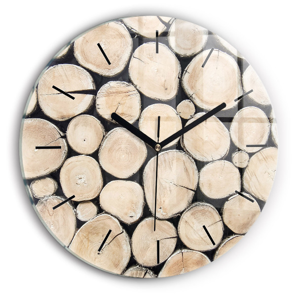 Round glass clock Cut tree stumps