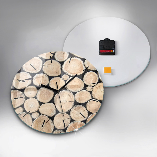 Round glass clock Cut tree stumps