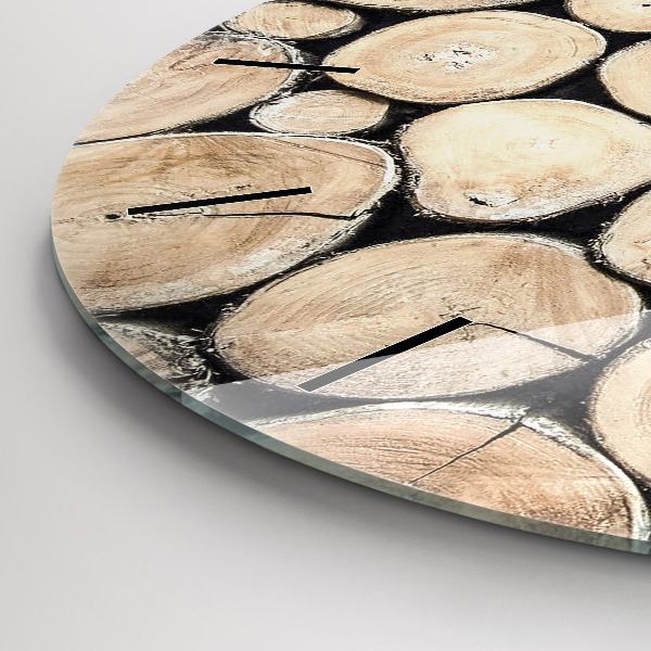 Round glass clock Cut tree stumps