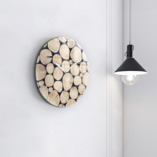 Round glass clock Cut tree stumps