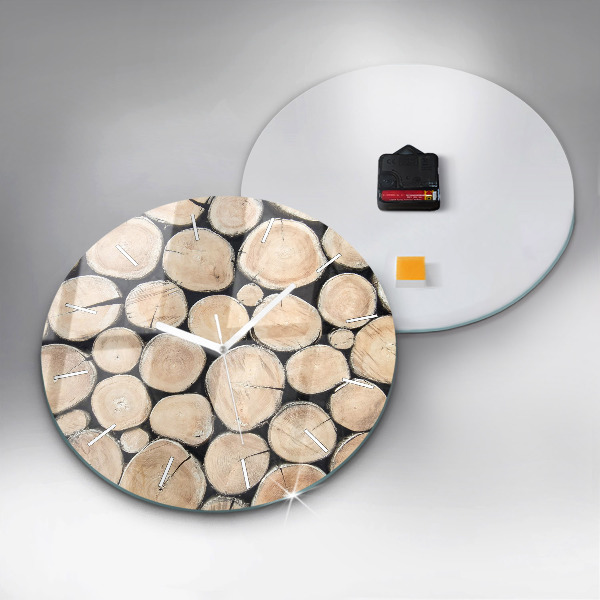 Round glass clock Cut tree stumps