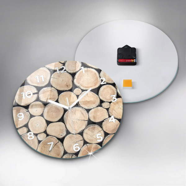 Round glass clock Cut tree stumps