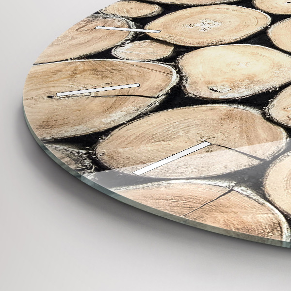 Round glass clock Cut tree stumps