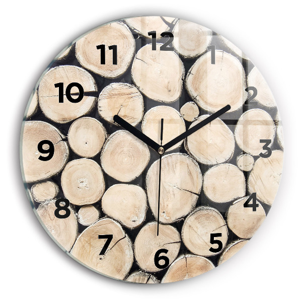 Round glass clock Cut tree stumps