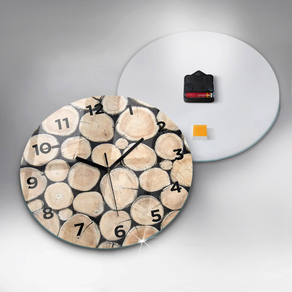 Round glass clock Cut tree stumps