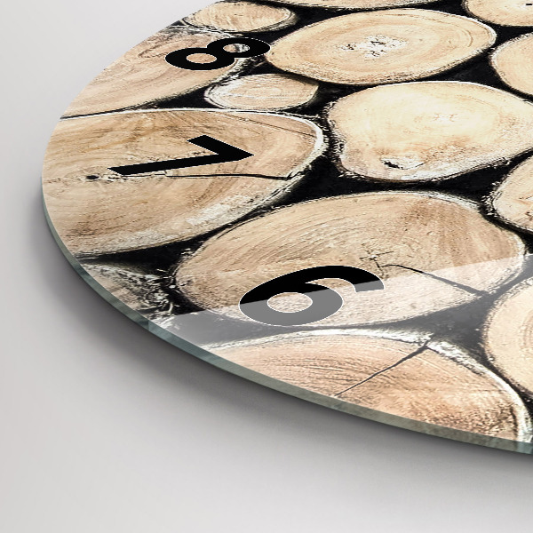 Round glass clock Cut tree stumps