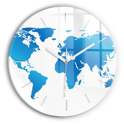 Round glass clock World map