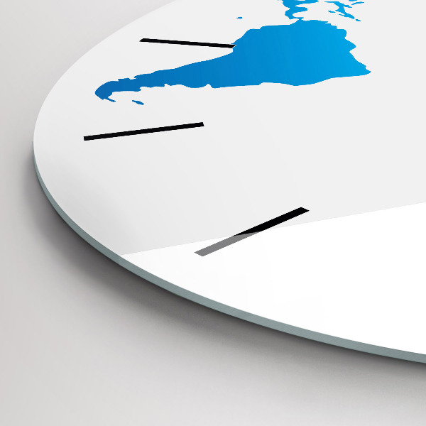 Round glass clock World map