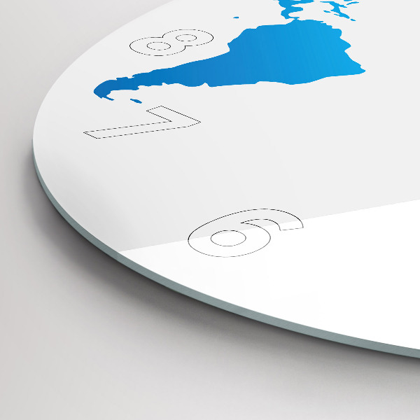 Round glass clock World map