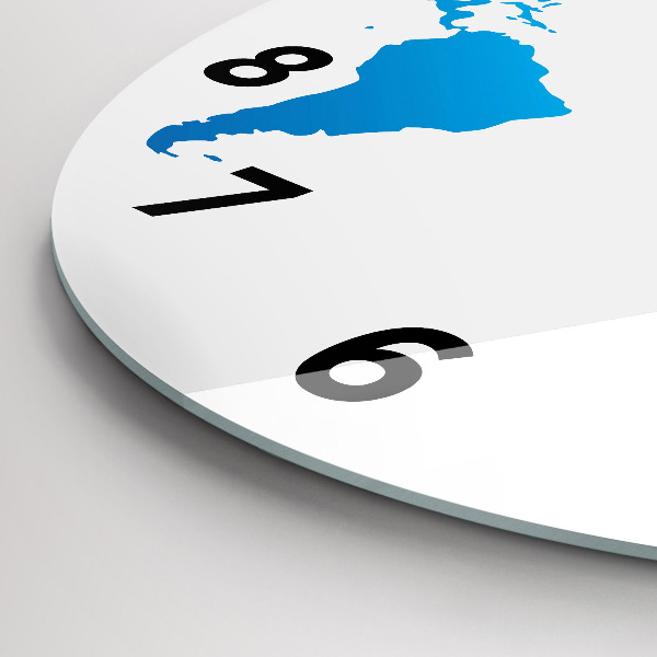 Round glass clock World map