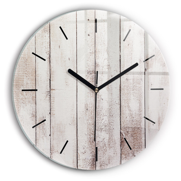 Round glass clock Light wood planks