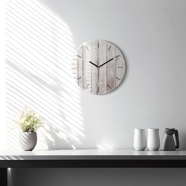 Round glass clock Light wood planks