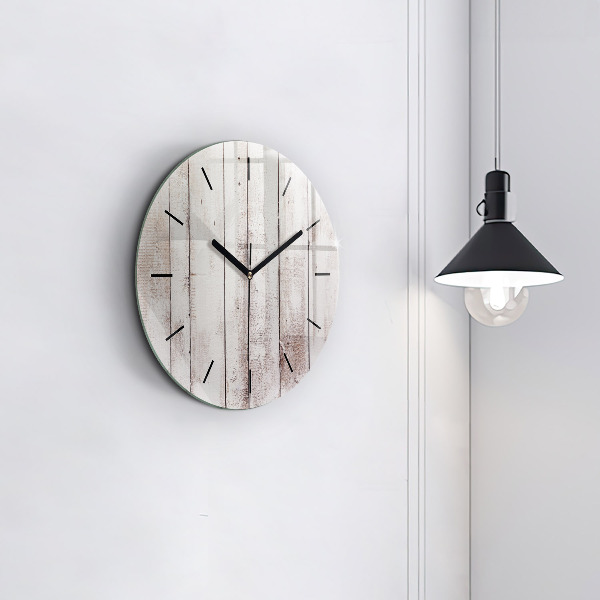 Round glass clock Light wood planks