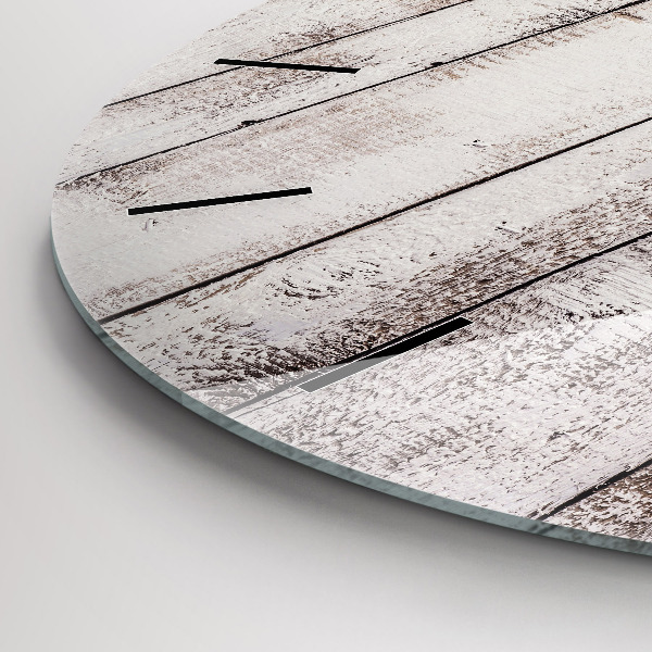 Round glass clock Light wood planks