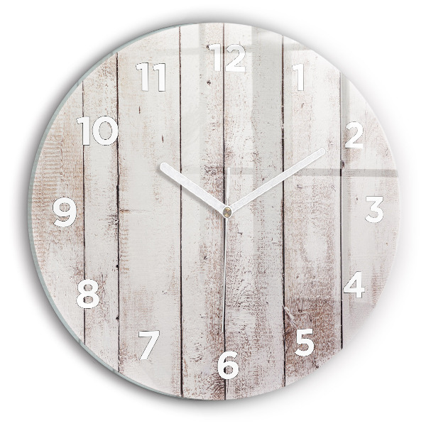 Round glass clock Light wood planks