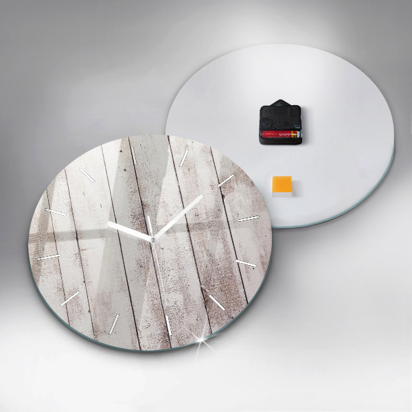 Round glass clock Light wood planks