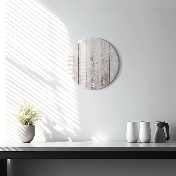Round glass clock Light wood planks