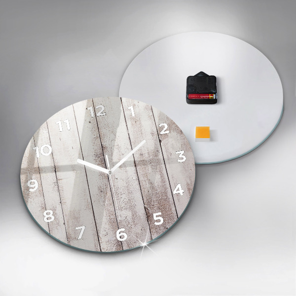 Round glass clock Light wood planks