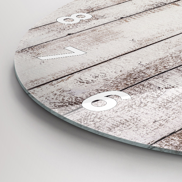 Round glass clock Light wood planks