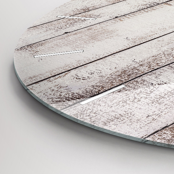 Round glass clock Light wood planks