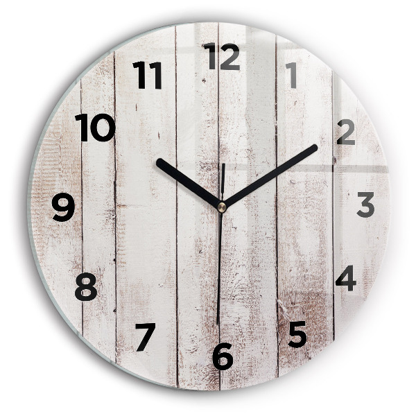 Round glass clock Light wood planks