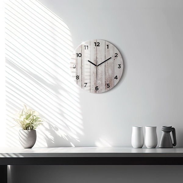 Round glass clock Light wood planks