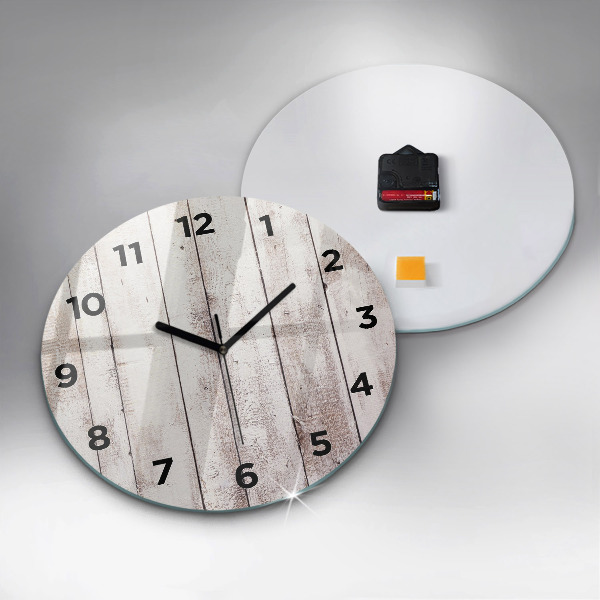 Round glass clock Light wood planks