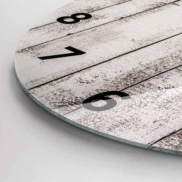 Round glass clock Light wood planks