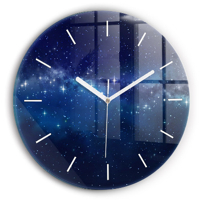 Round glass clock Dark sky stars