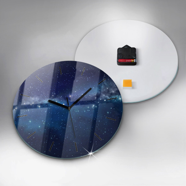 Round glass clock Dark sky stars
