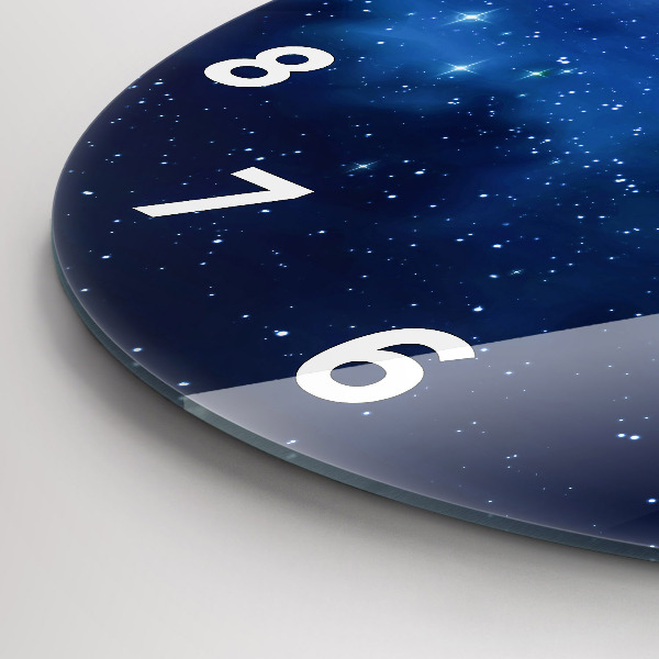 Round glass clock Dark sky stars