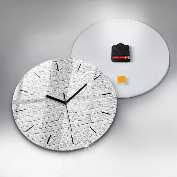 Round glass clock A wall of light bricks