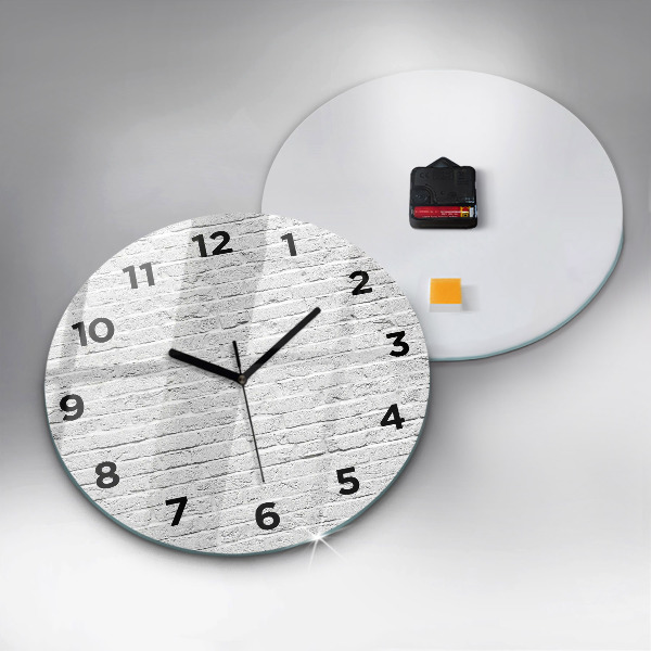 Round glass clock A wall of light bricks