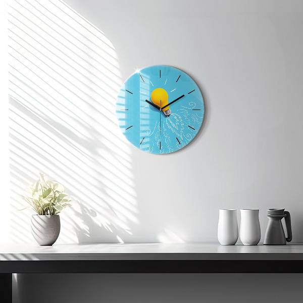 Round glass clock Light bulb drawing