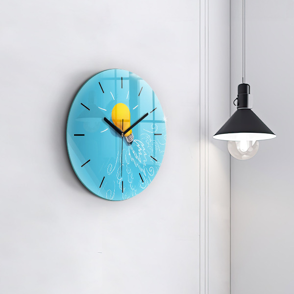 Round glass clock Light bulb drawing