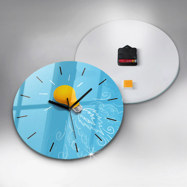 Round glass clock Light bulb drawing