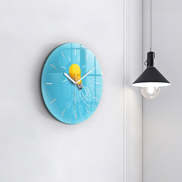 Round glass clock Light bulb drawing