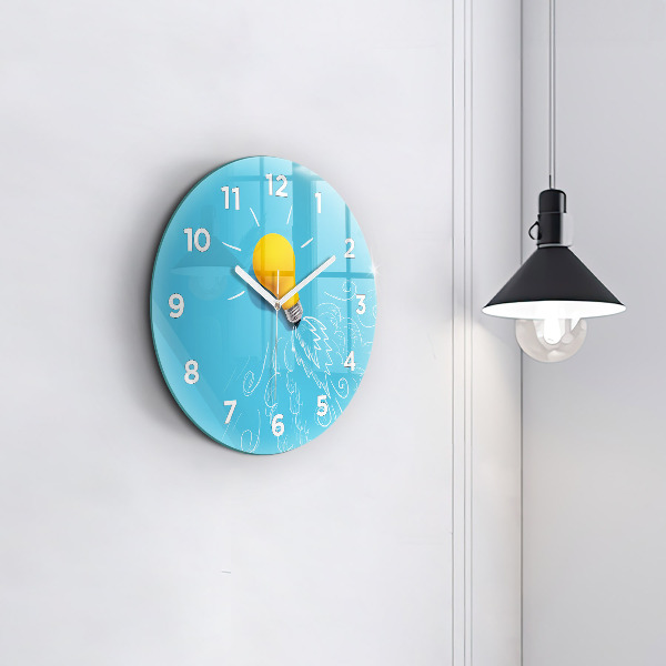 Round glass clock Light bulb drawing
