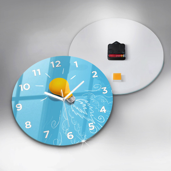 Round glass clock Light bulb drawing