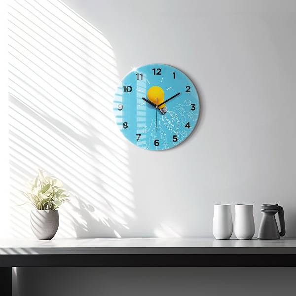 Round glass clock Light bulb drawing